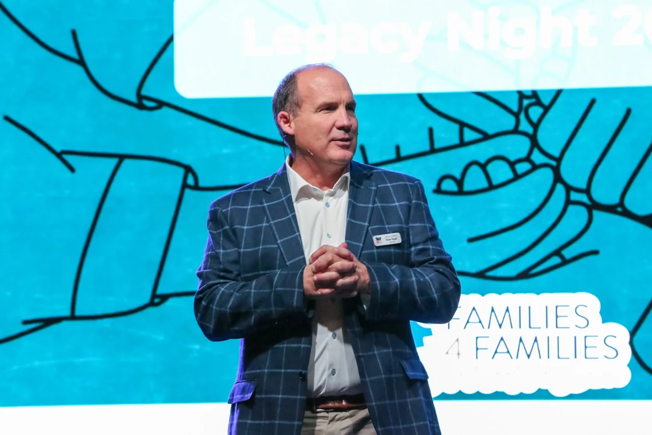 Wayne Naugle, founder of Families 4 Families, speaking at Legacy Night