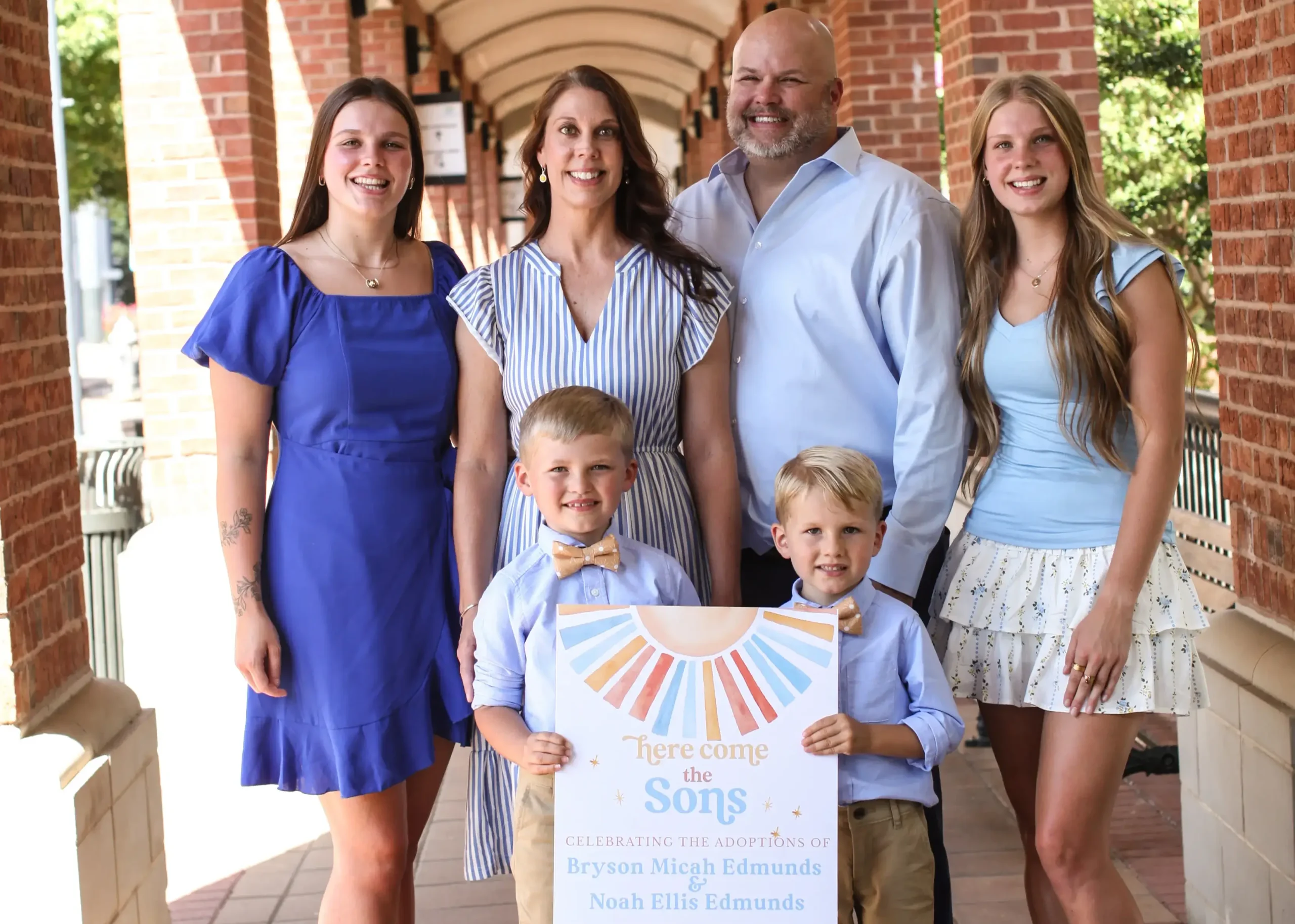 The Edmunds family photo with their adopted children