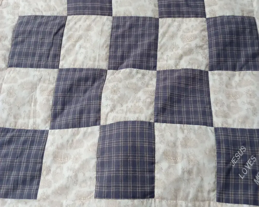 Blue and white quilt